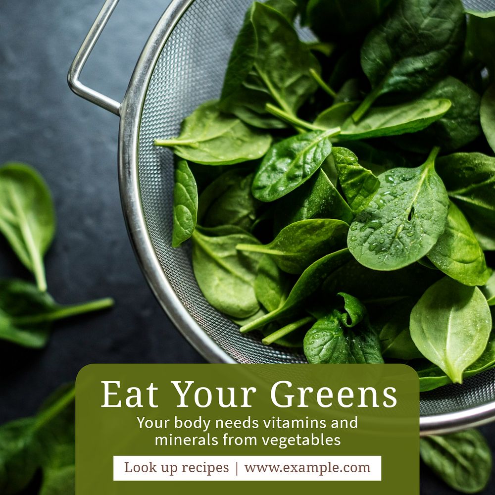 Eat your greens Instagram post template, editable text