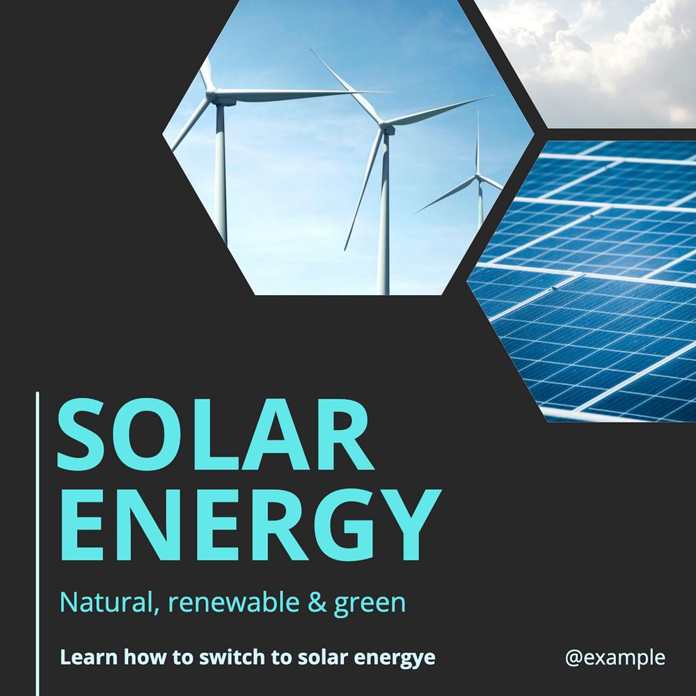 Solar energy Instagram post template, editable text