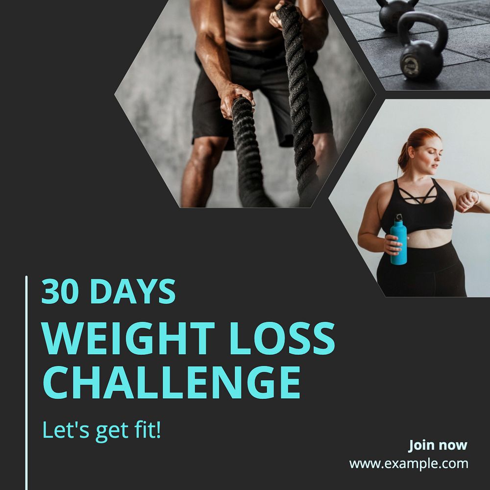 Weight loss challenge Instagram post template, editable text