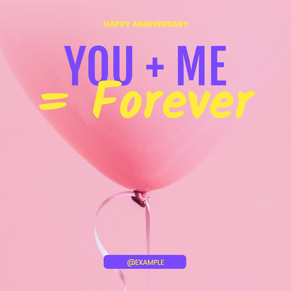 Happy anniversary Instagram post template, editable text