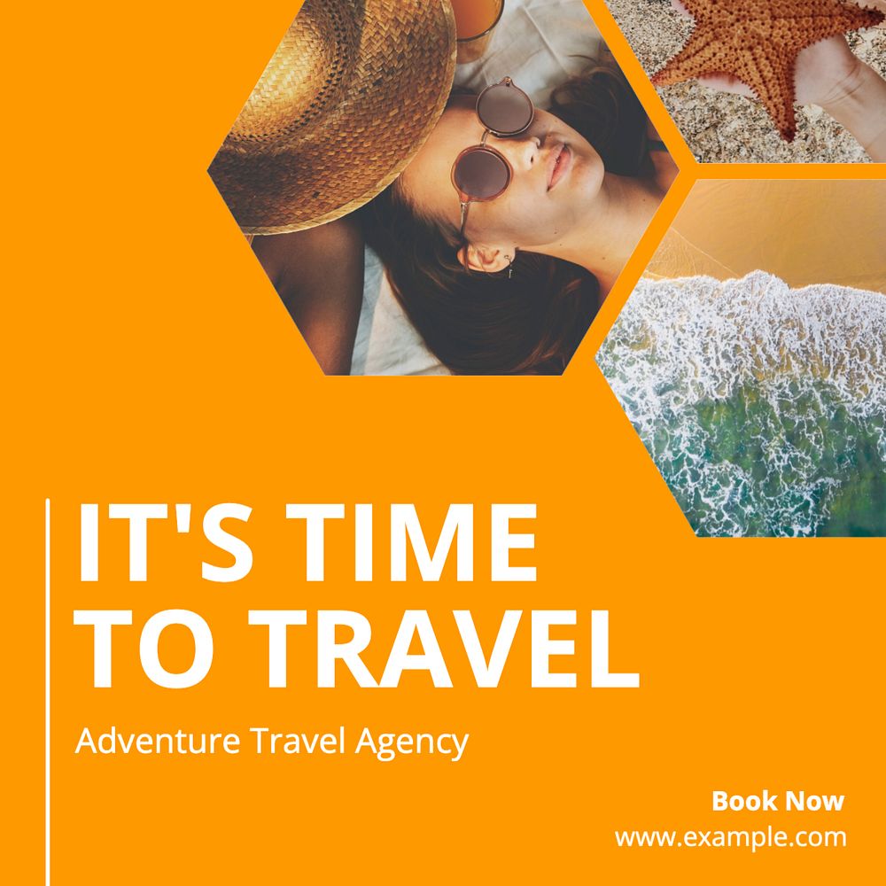 Travel agency Instagram post template, editable text