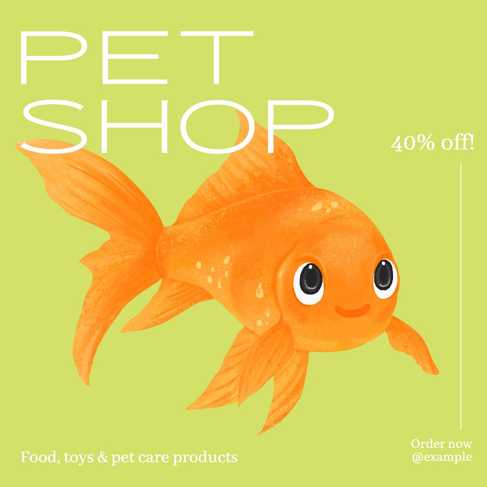 Pet shop Instagram post template, editable text