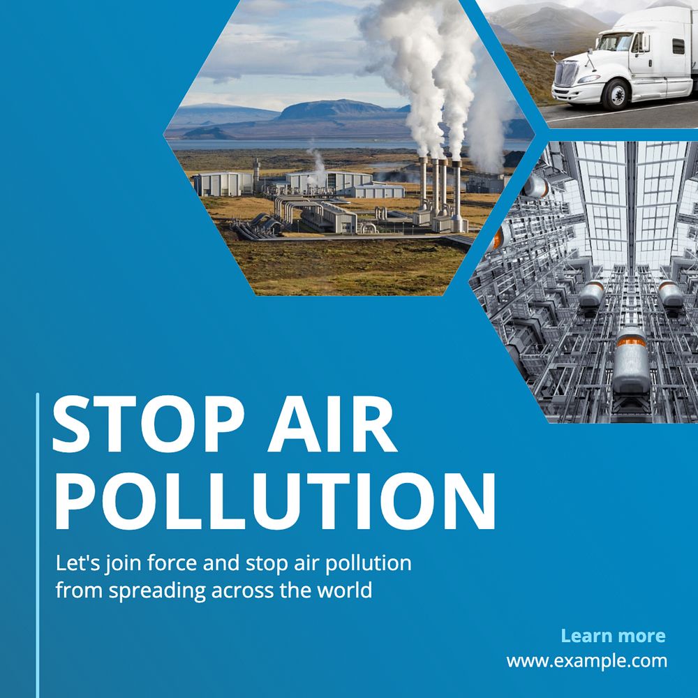 Stop air pollution Instagram post template, editable text