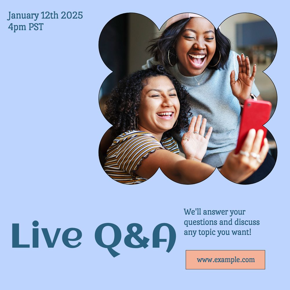 Live Q&A event Instagram post template, editable text