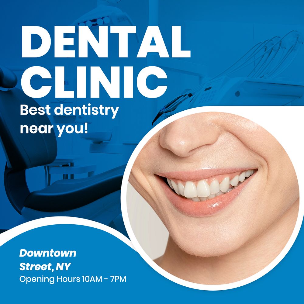 Dental clinic Instagram post template, editable text