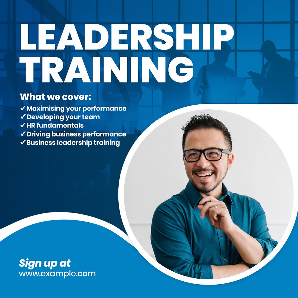 Leadership training Instagram post template, editable text