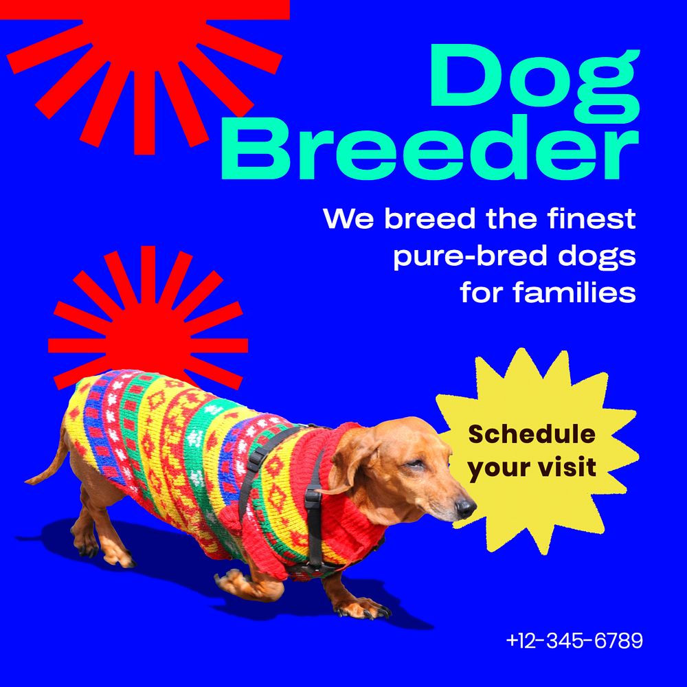 Dog breeder Instagram post template, editable text