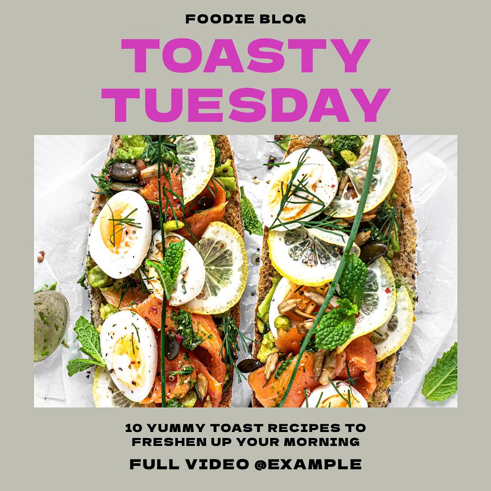 Food blog Instagram post template, editable text