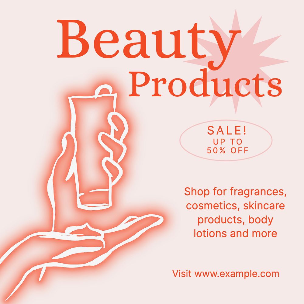 Beauty product sale Instagram post template, editable text