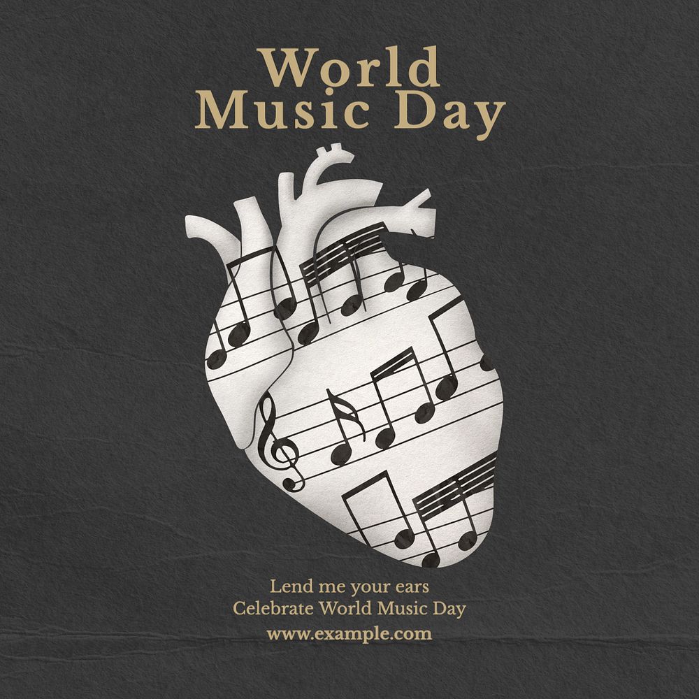 World music day Instagram post template, editable text