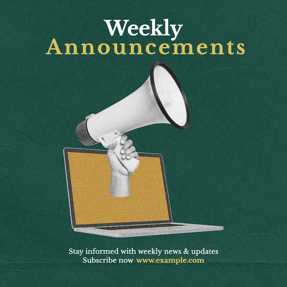 Weekly announcements Instagram post template, editable text