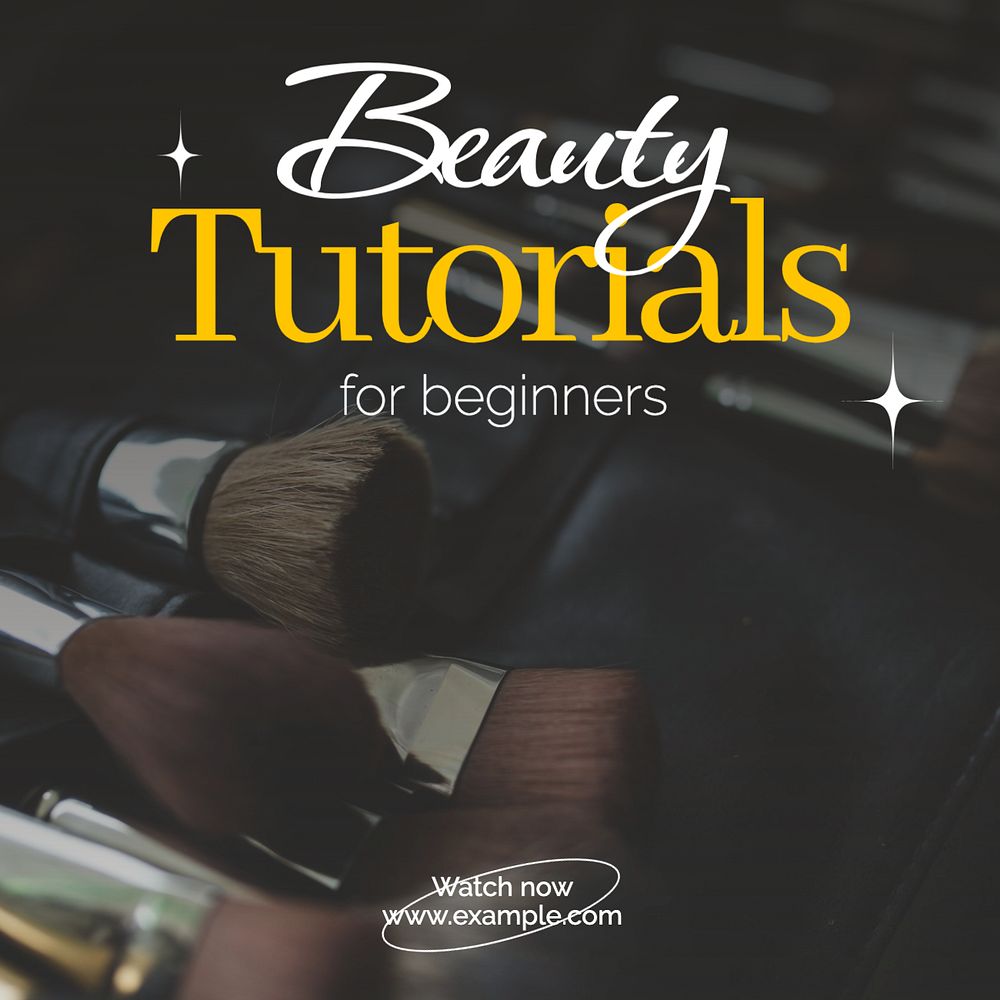 Beauty tutorials Instagram post template, editable text