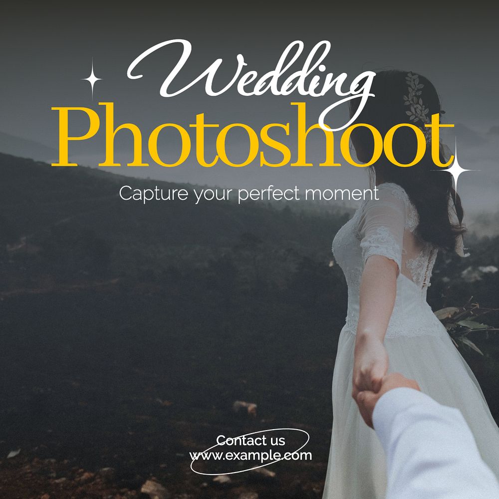 Wedding photoshoot Instagram post template, editable text