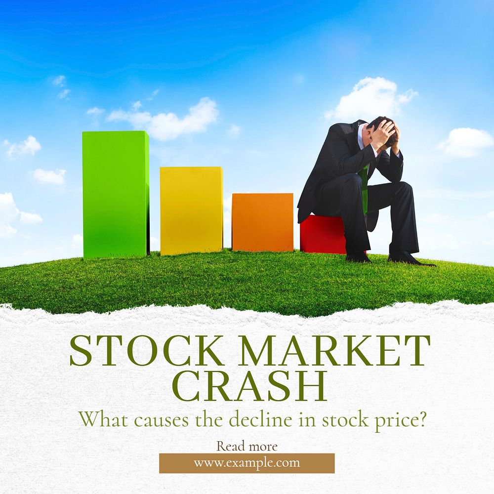 Stock market crash Instagram post template, editable text