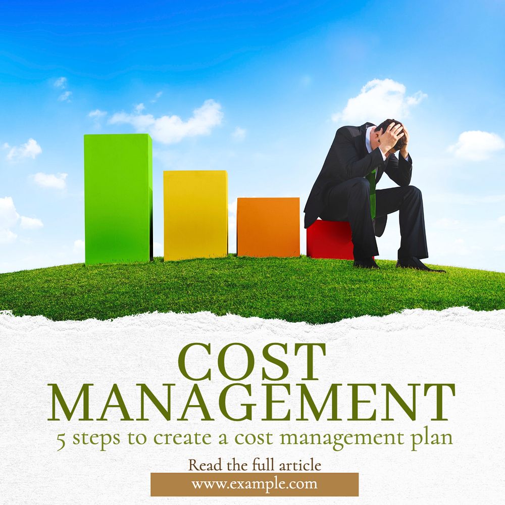 Cost management Instagram post template, editable text