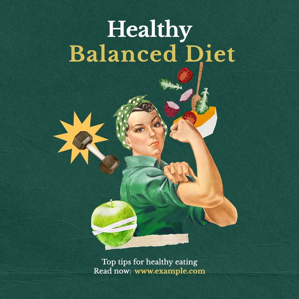 Healthy balanced diet Instagram post template, editable text