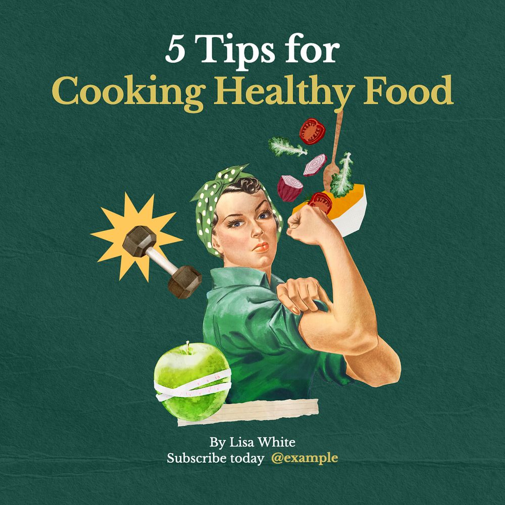 healthy cooking tips Instagram post template, editable text