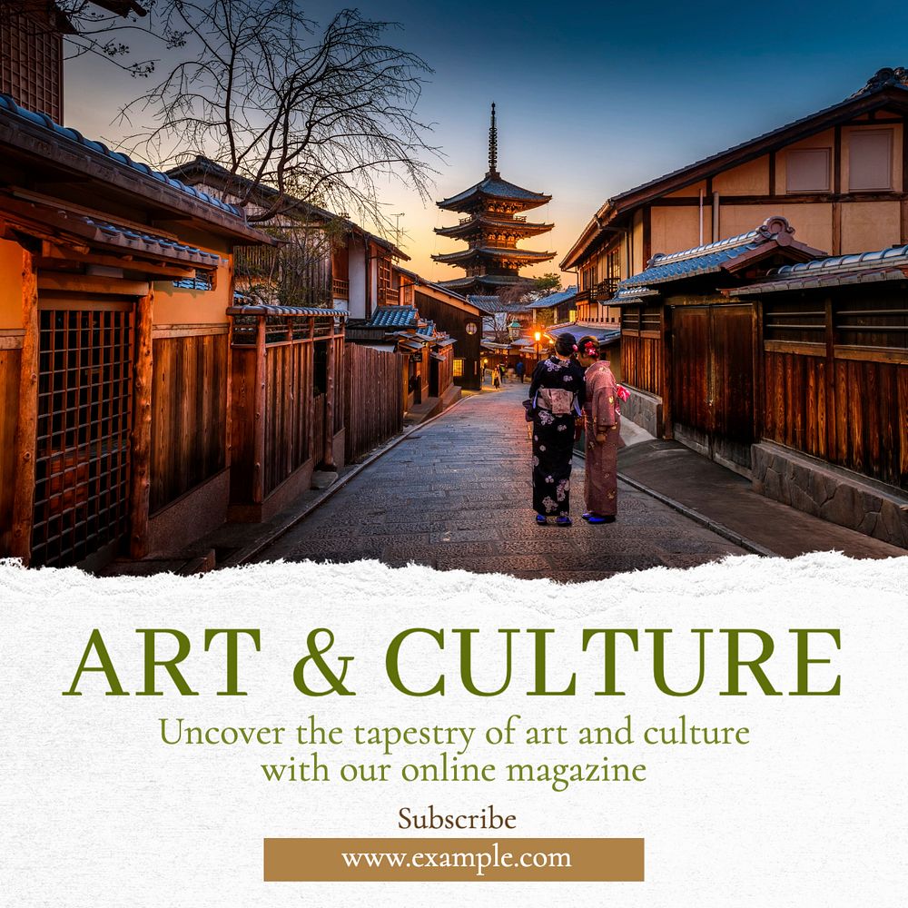 Art & culture magazine Instagram post template, editable text