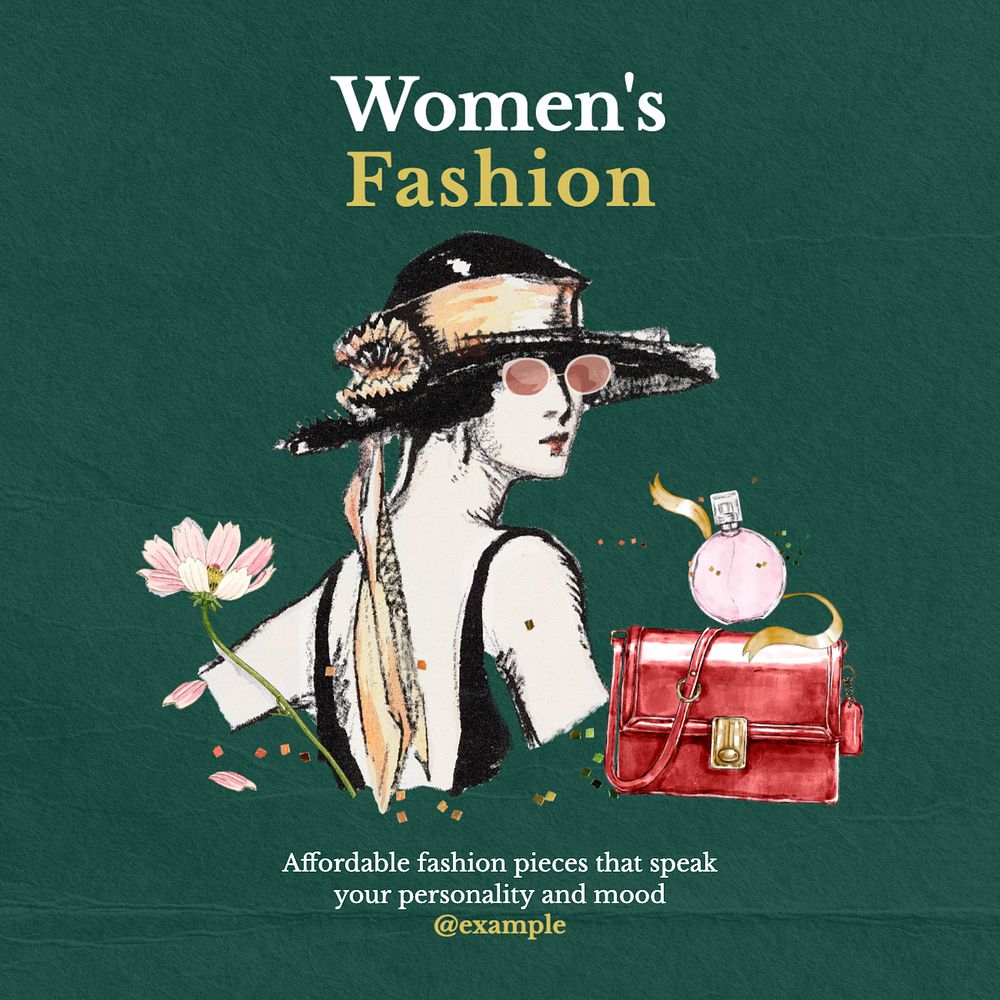 Women's fashion Instagram post template, editable text