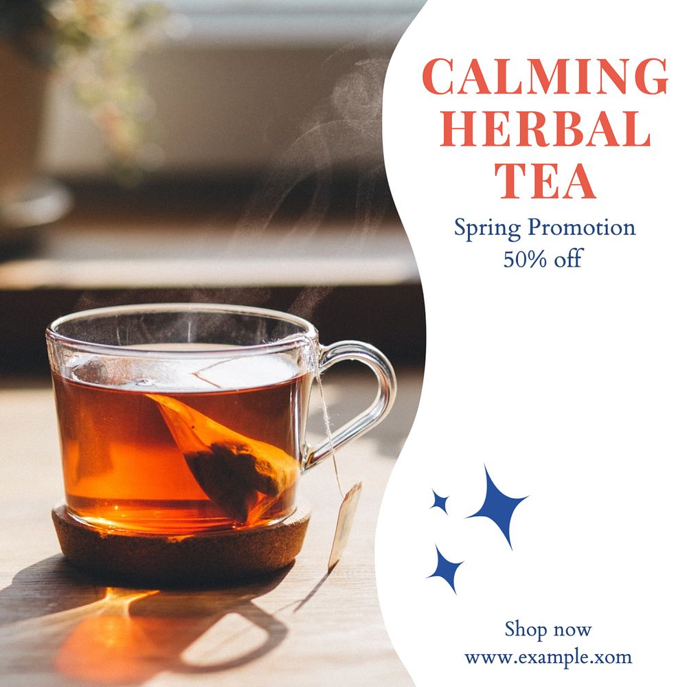 Calming herbal tea Instagram post template, editable text