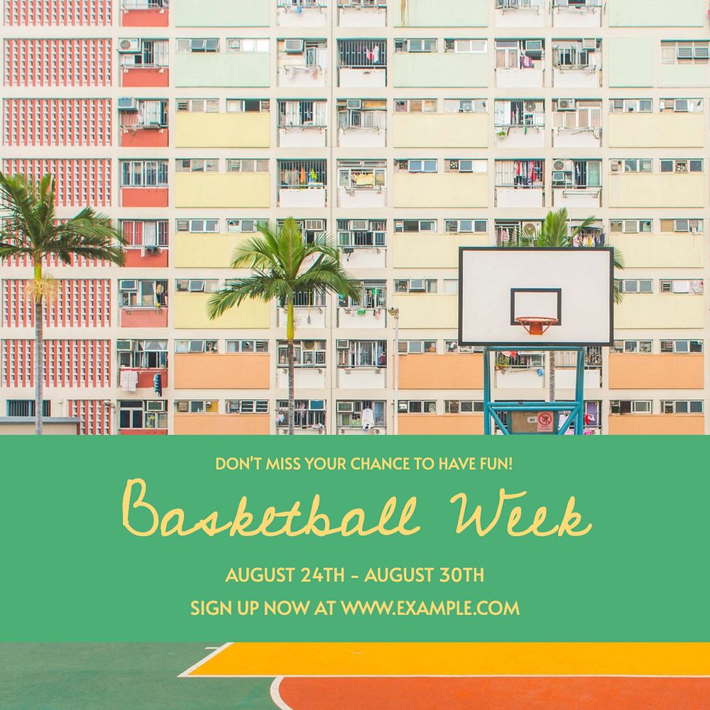 Basketball week Instagram post template, editable text