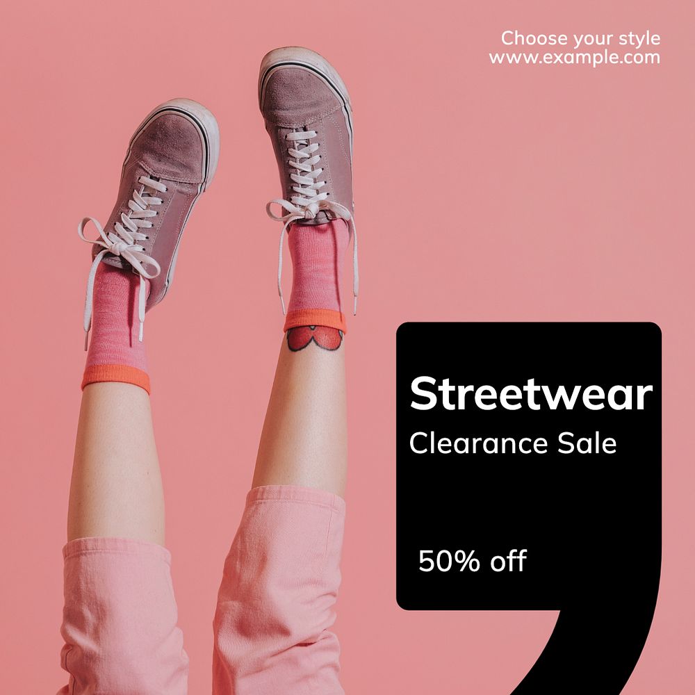 Streetwear sale Instagram post template, editable text