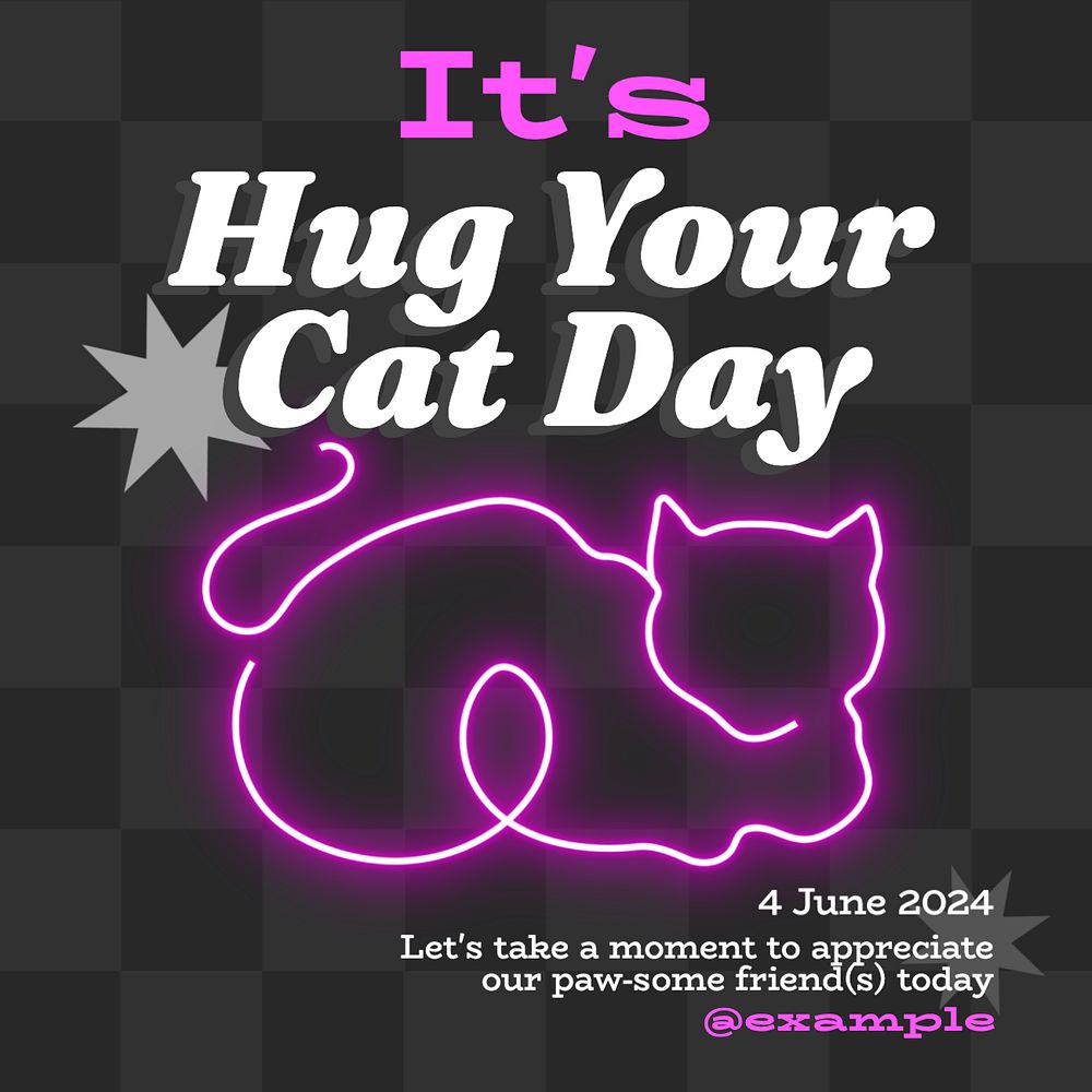 Hug your cat day Instagram post template, editable text