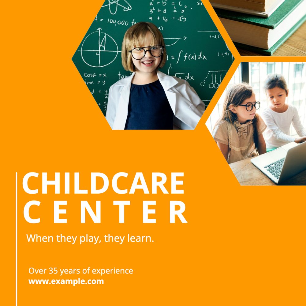 Childcare center Instagram post template, editable text