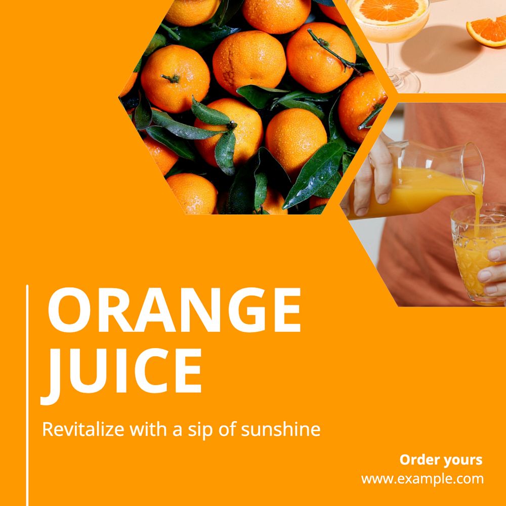 Orange juice Instagram post template, editable text