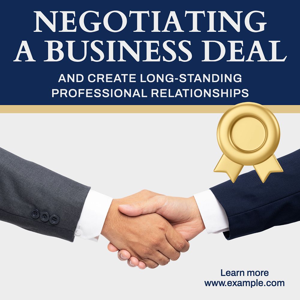 Negotiation business deal Instagram post template, editable text