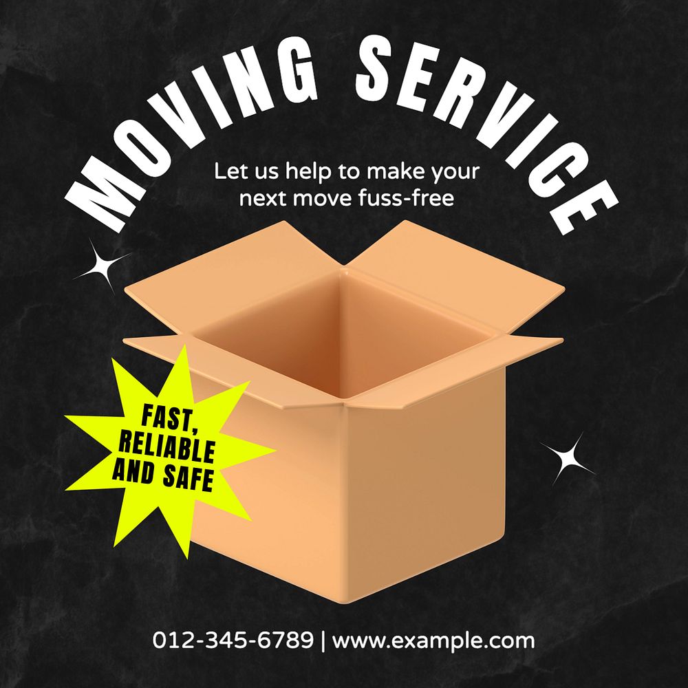 Moving services Instagram post template, editable text