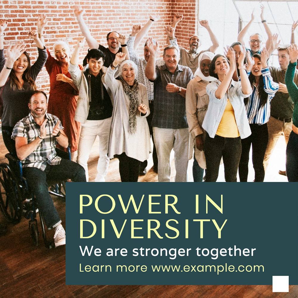 Power in diversity Instagram post template, editable text