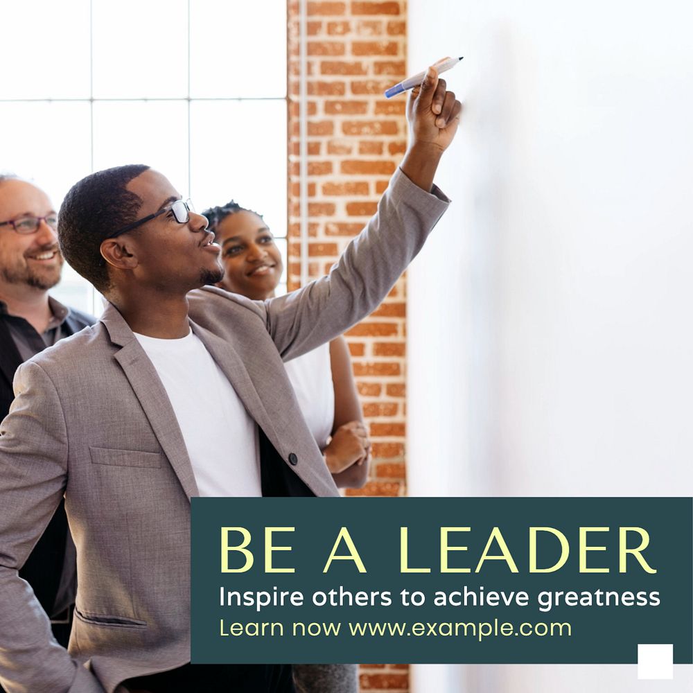 Be a leader Instagram post template, editable text