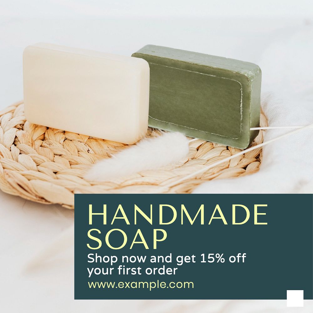 Handmade soap Instagram post template, editable text