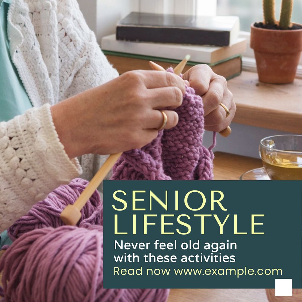 Senior lifestyle Instagram post template, editable text