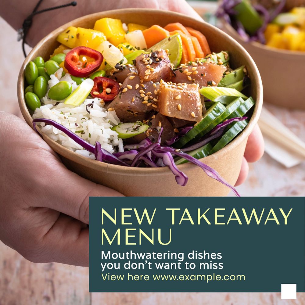 New takeaway menu Instagram post template, editable text