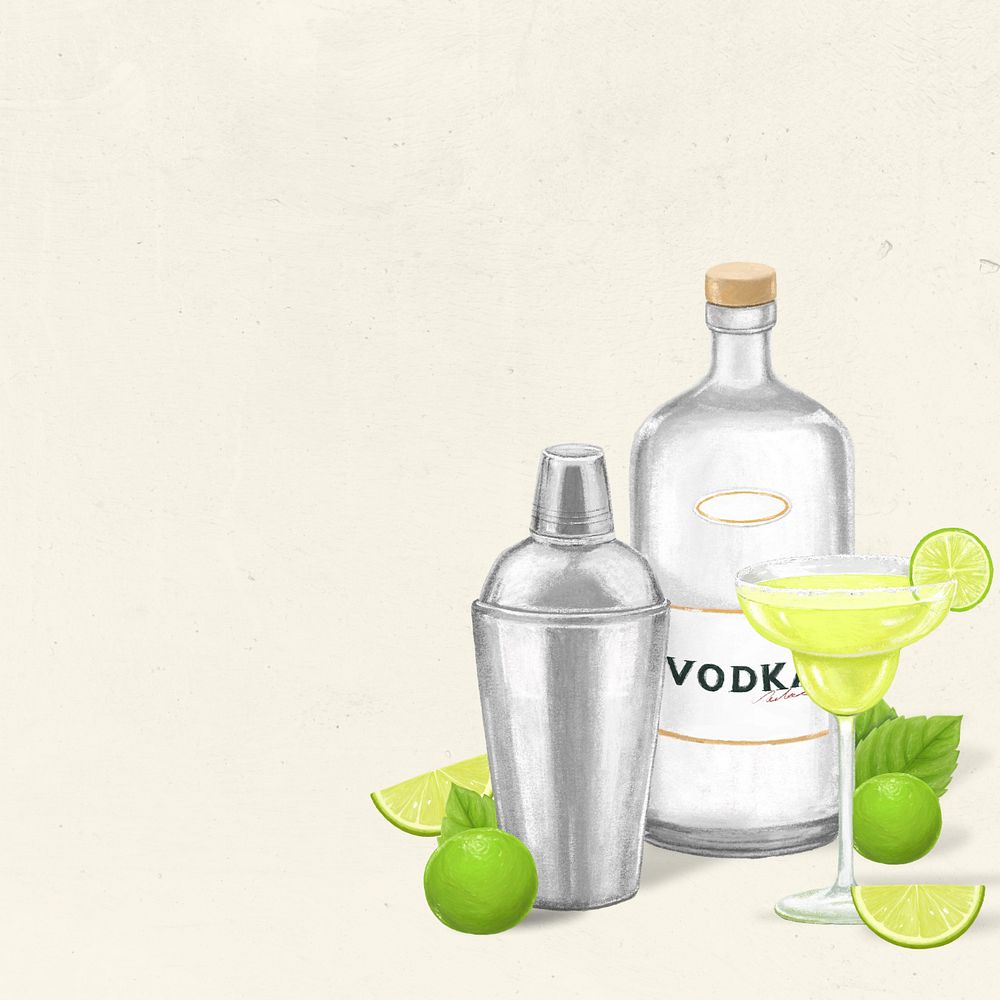 Vodka cocktail background, alcoholic drinks illustration, editable design