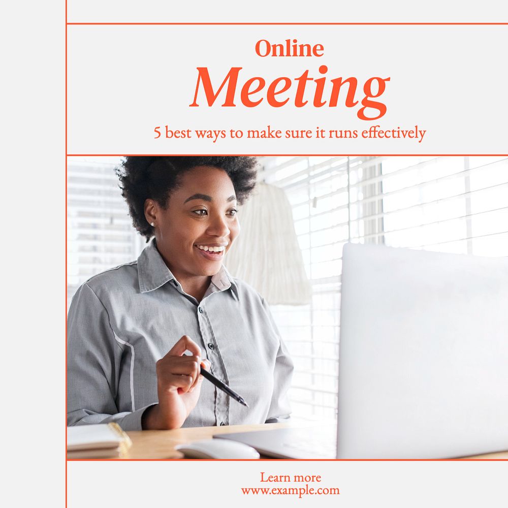 Online meeting Instagram post template, editable text