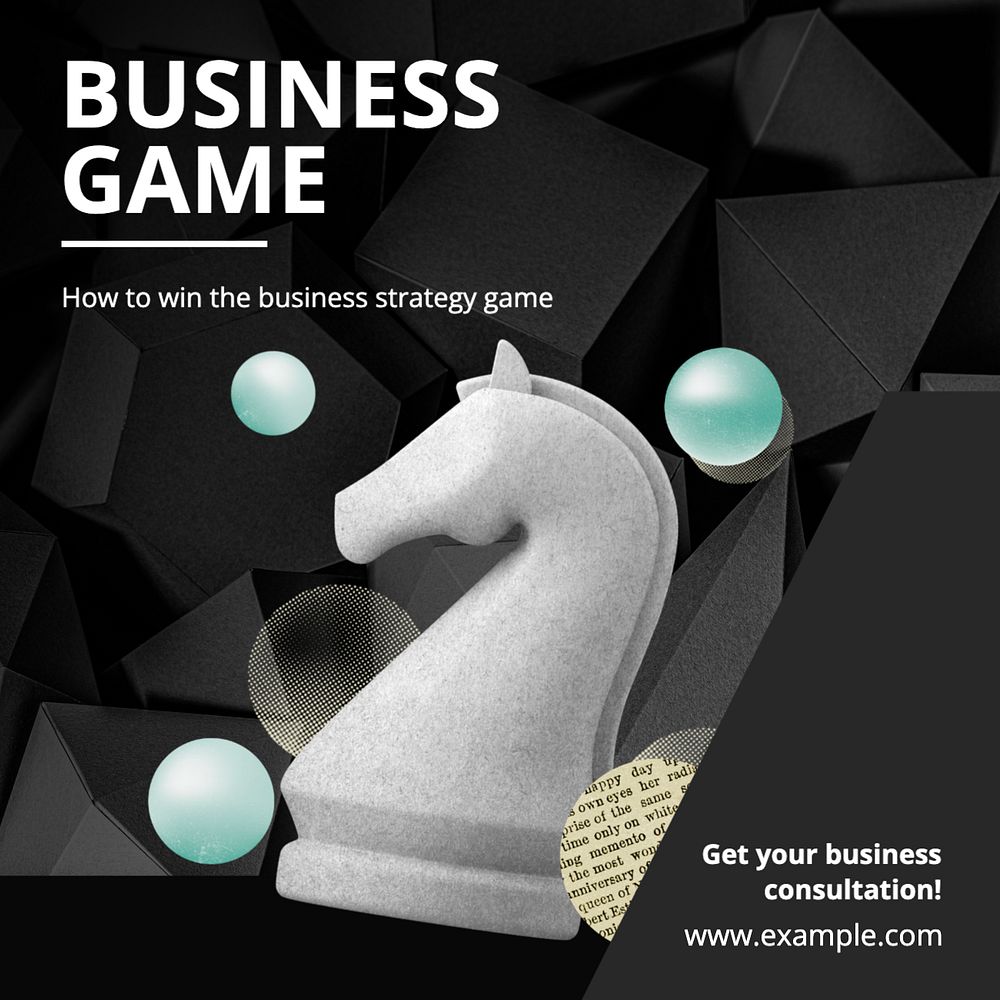 Business game Instagram post template, editable text