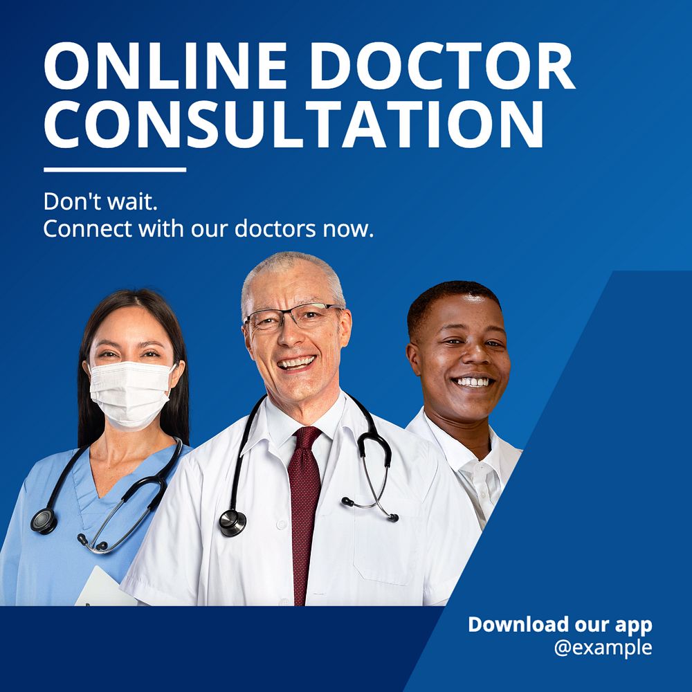 Online doctor consultation Instagram post template, editable text