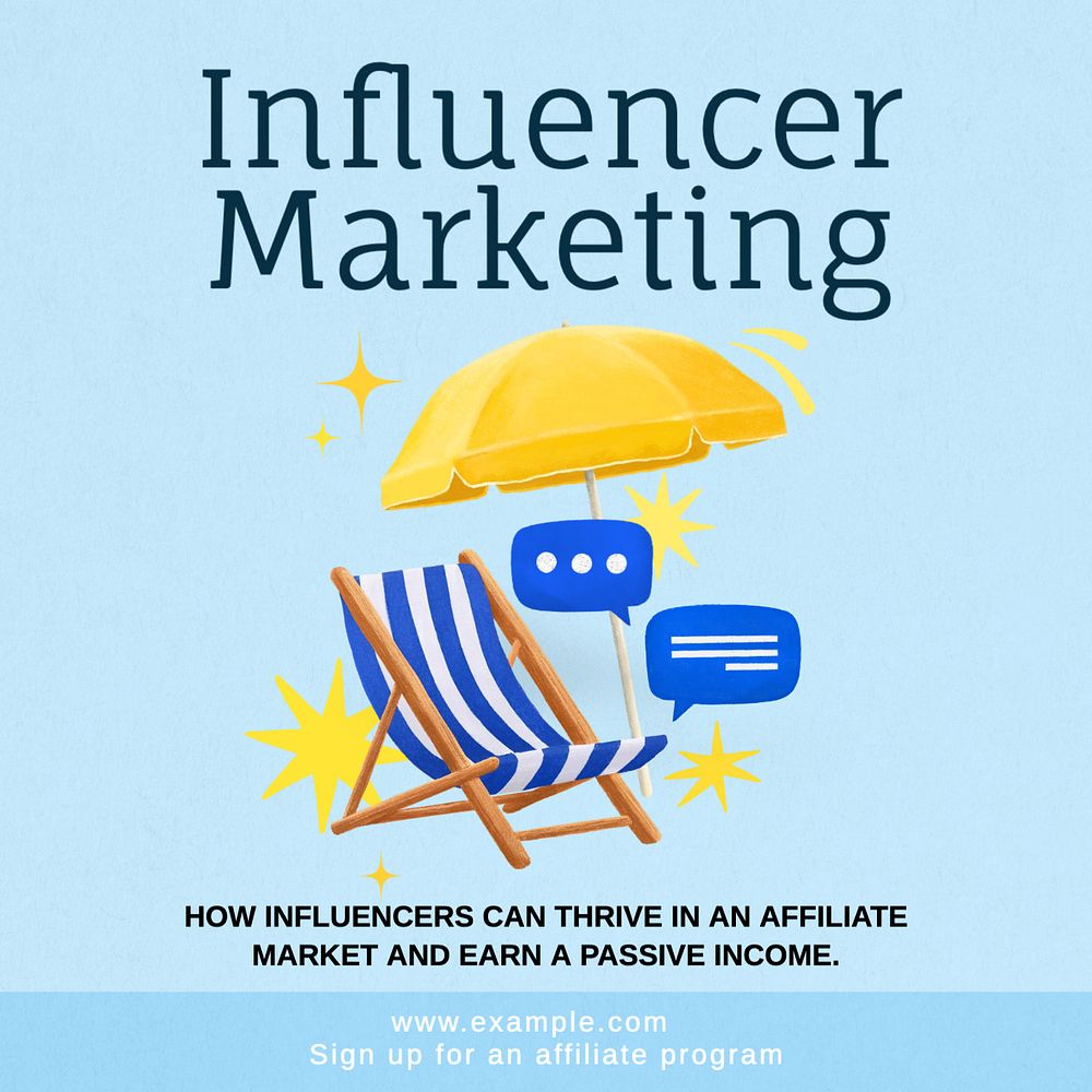 Influencer marketing Instagram post template, editable text