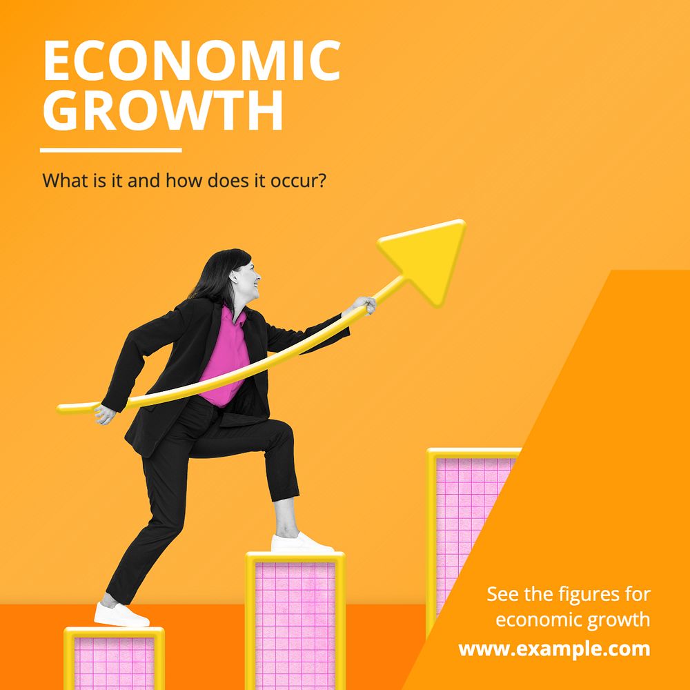 Economic growth Instagram post template, editable text