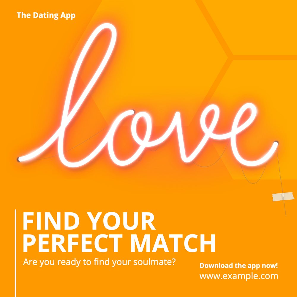 Online dating Instagram post template, editable text