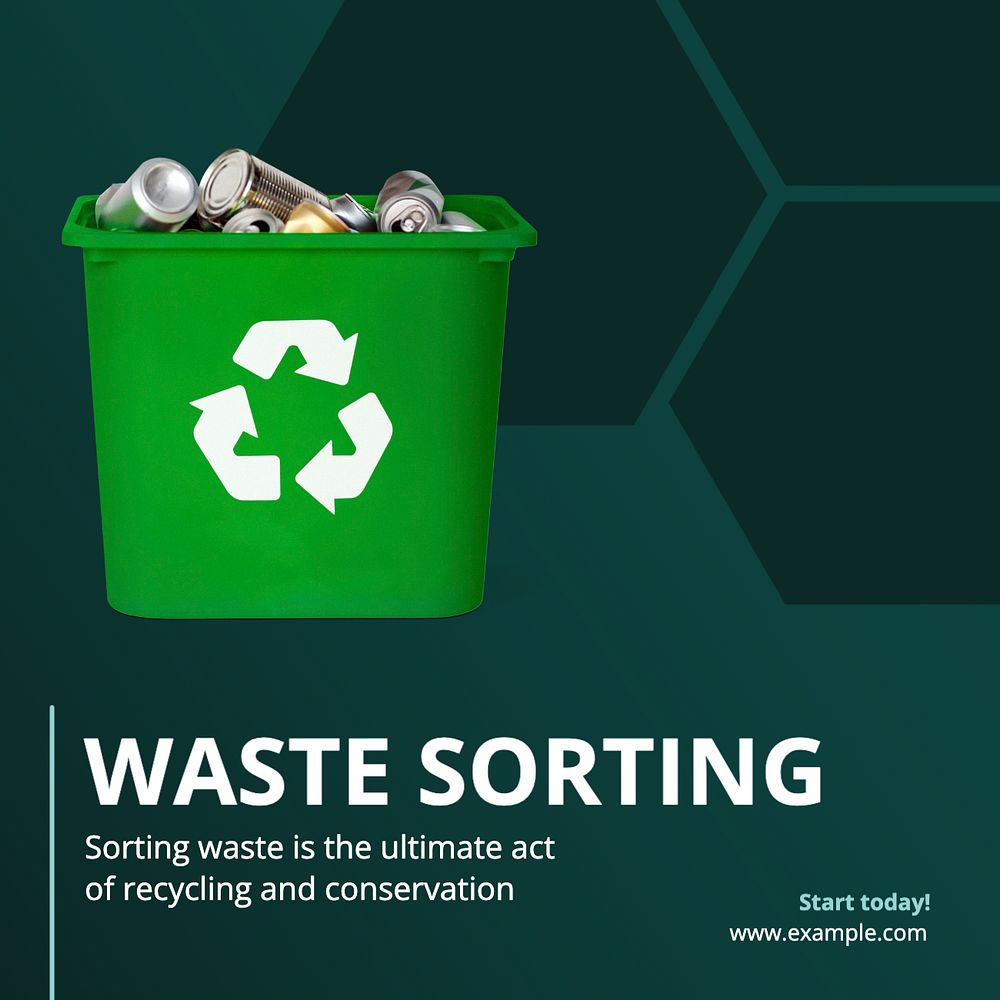 Waste sorting Instagram post template, editable text