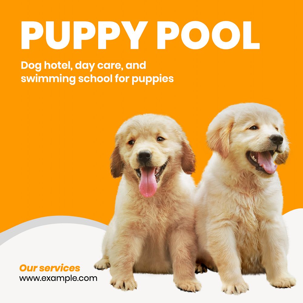 Puppy pool Instagram post template, editable text