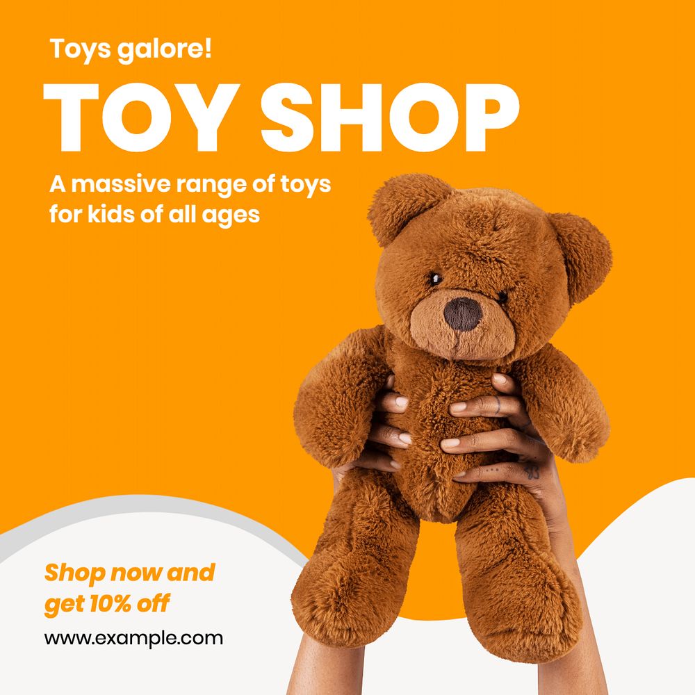 Toy shop Instagram post template, editable text