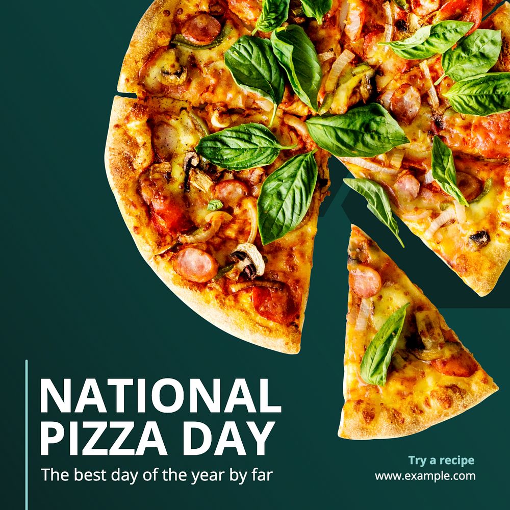 Pizza day Instagram post template, editable text