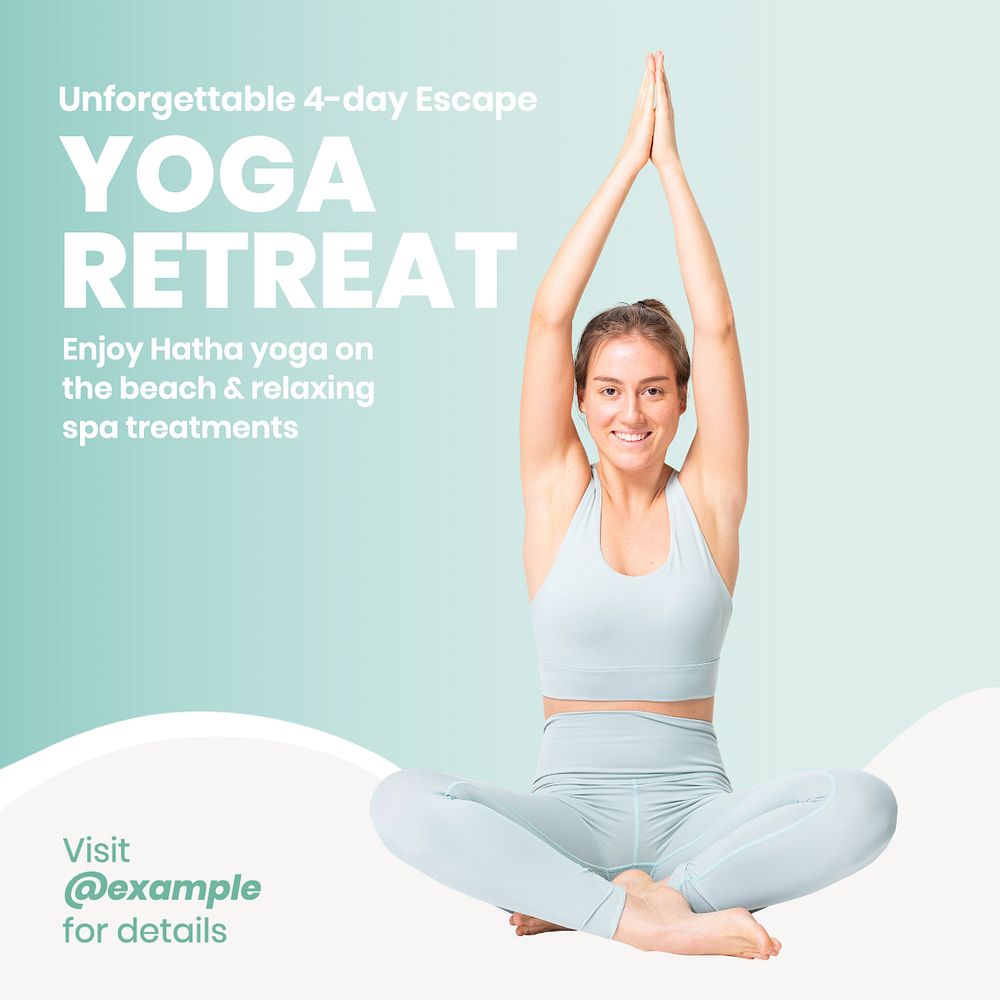 Yoga retreat Instagram post template, editable text