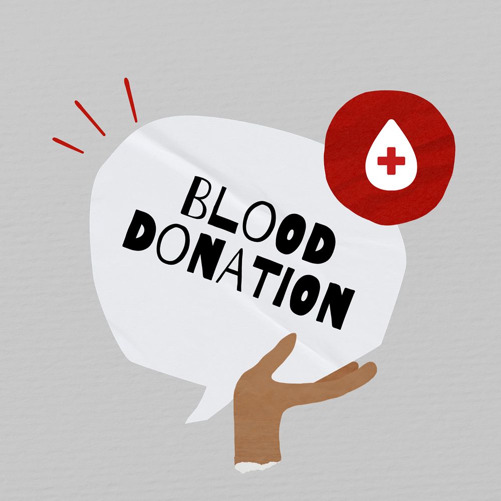 Blood donation word, speech bubble paper craft, editable design