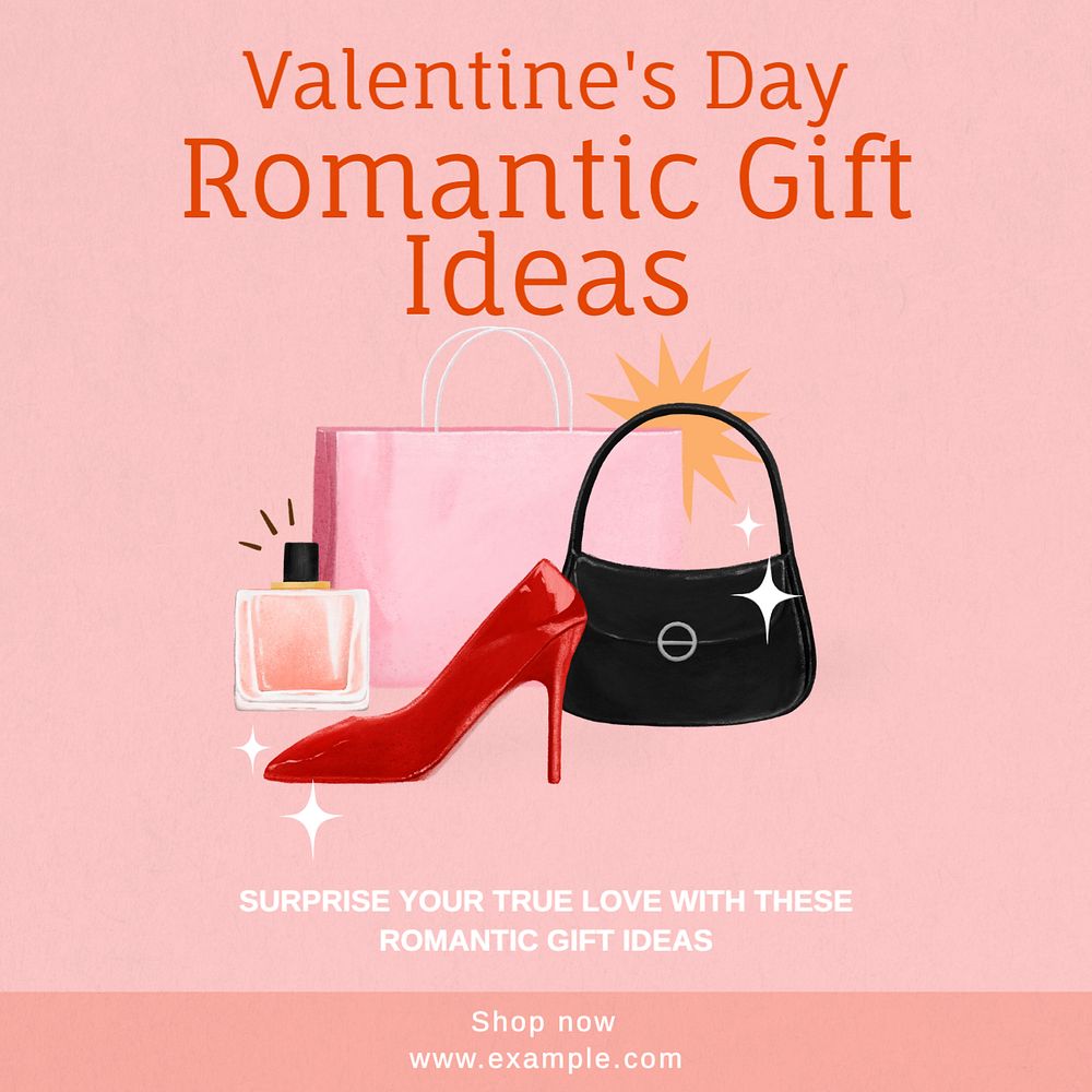 Romantic gift ideas Instagram post template, editable text